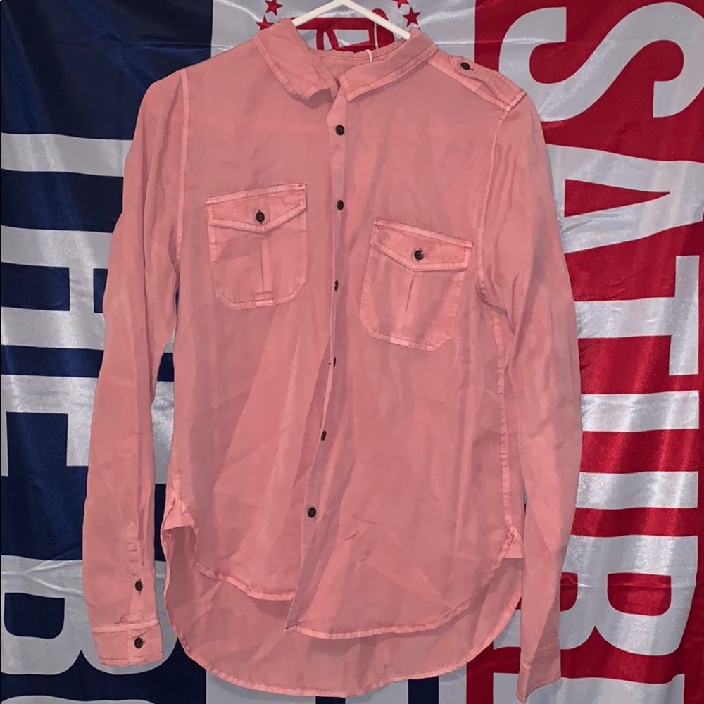 pink long sleeve button up